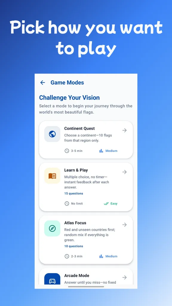 Pick how you want to play - Game Modes