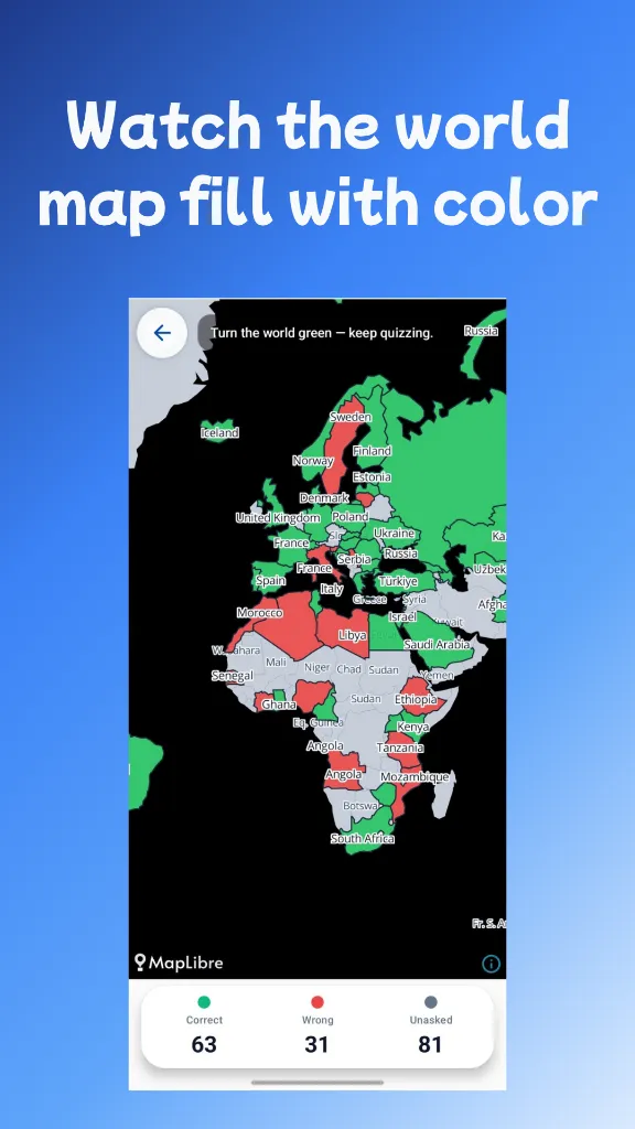 Watch the world map fill with color - Interactive Map